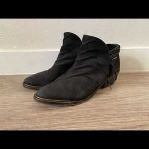 Free people black low heel ankle booties